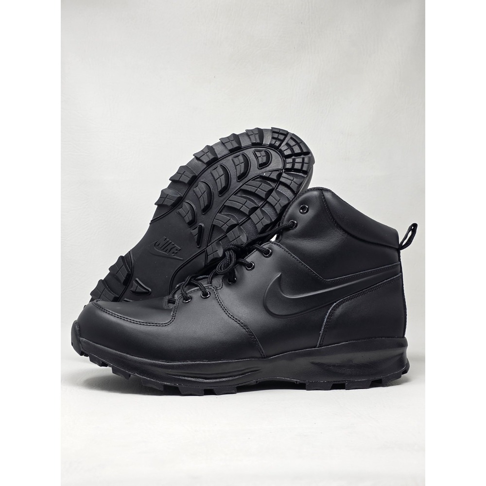 Nike Manoa Size 15 Mens Triple Black Leather Boots Waterproof 454350-003 New